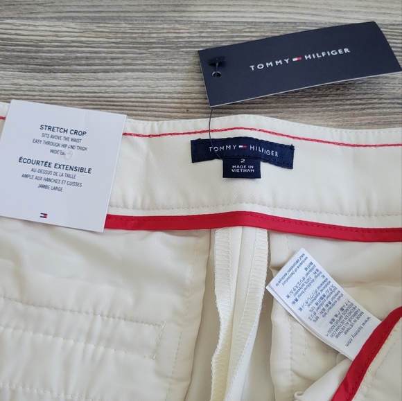 NWT Tommy Hilfiger Crop Pants Size 2 Cream Color Wide Leg - Picture 2 of 6
